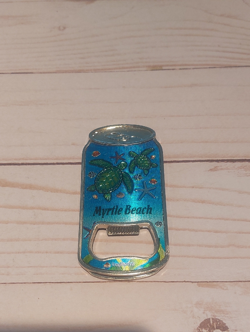 Myrtle Beach Turtle Can Shaped Bottle Opener - Blue